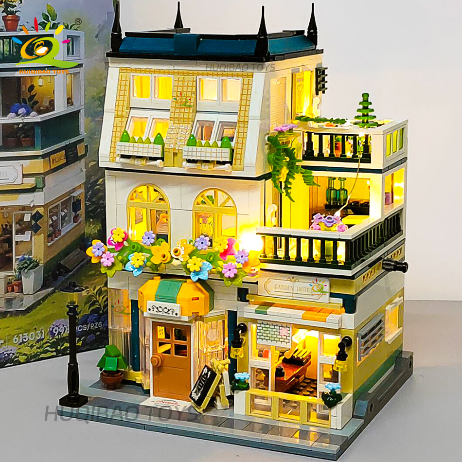 Lego Set Creator - HUIQIBAO 997 قطعة حديقة صغيرة فندق