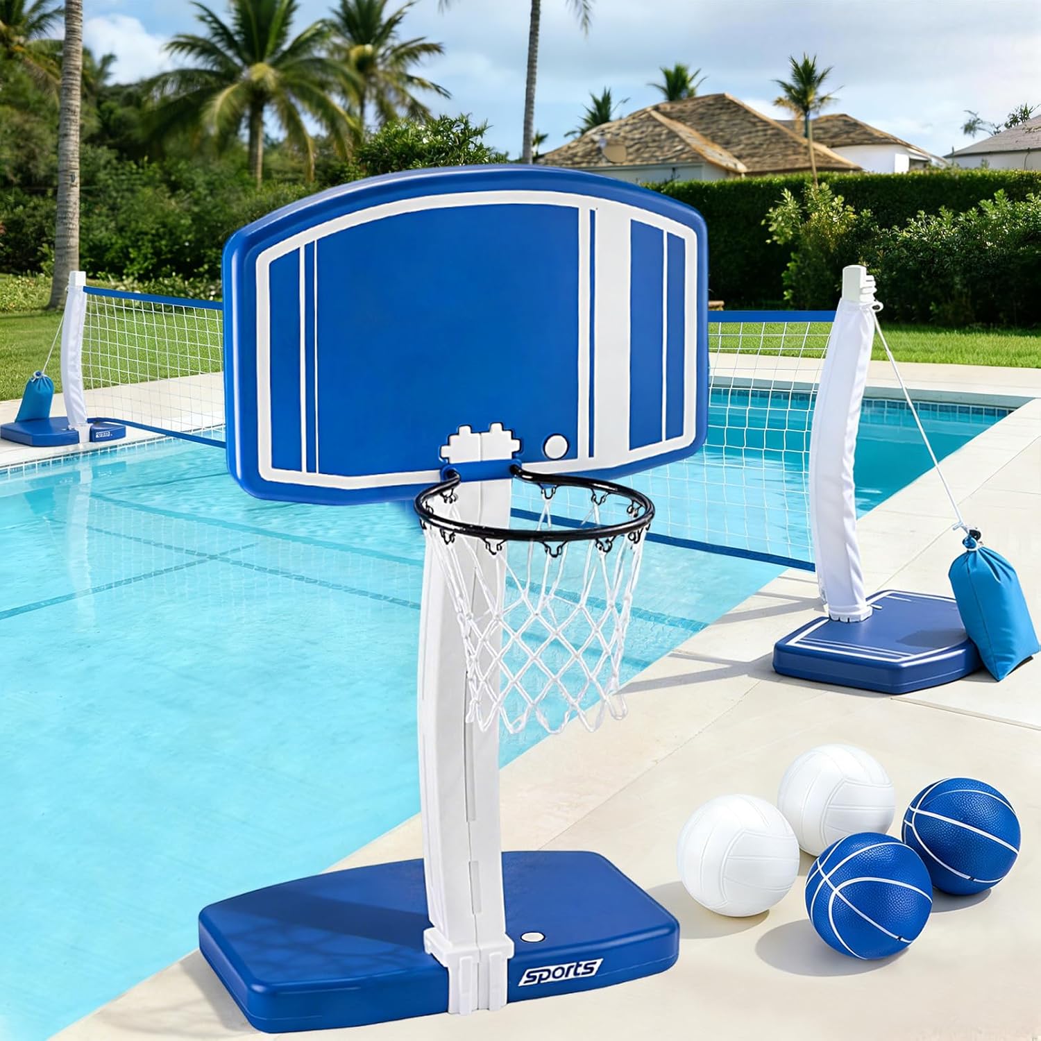 Kids Outdoor Basketball Hoop - حلقة كرة سلة وشبكة كرة طائرة