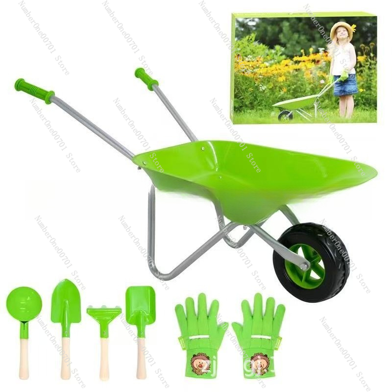 Kids Outdoor Activity Set - عربة يدوية خضراء للأطفال للعب في
