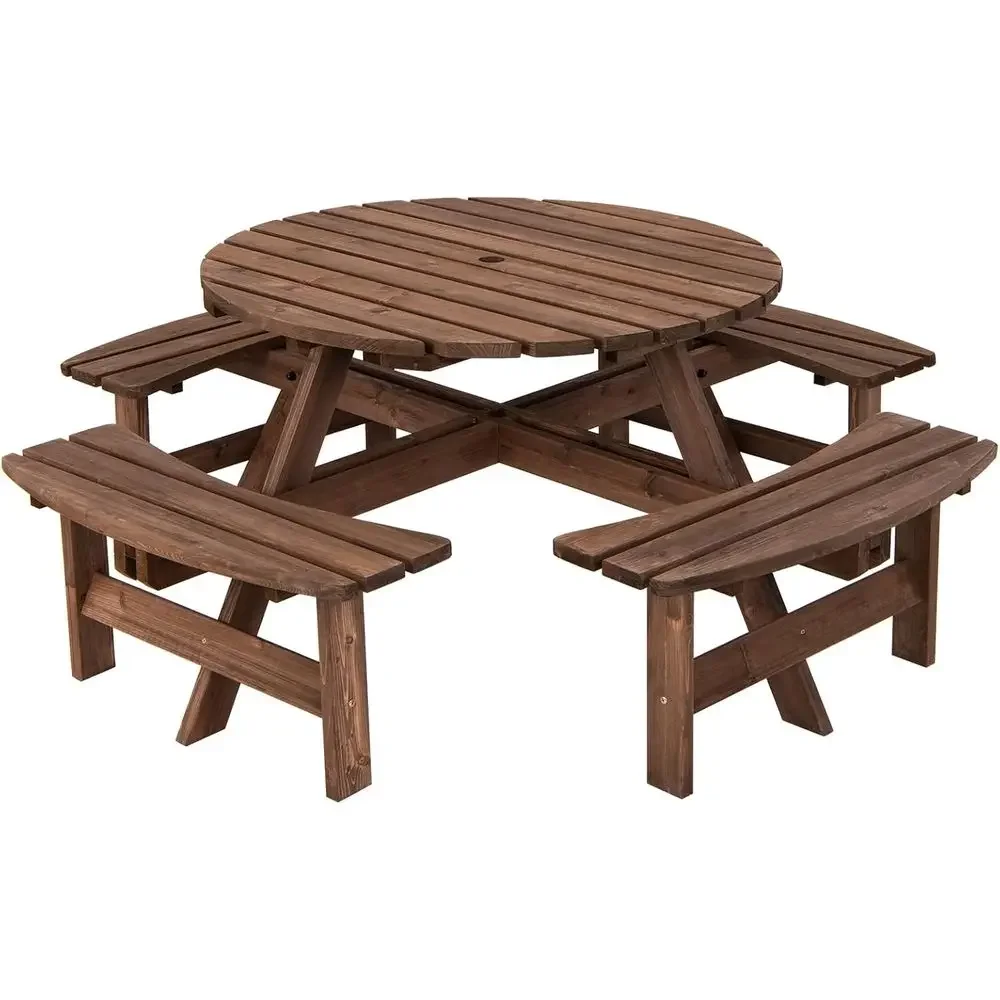 Kids Outdoor Bench With Umbrella - طاولة نزهة خشبية مع مقاعد خشبية،