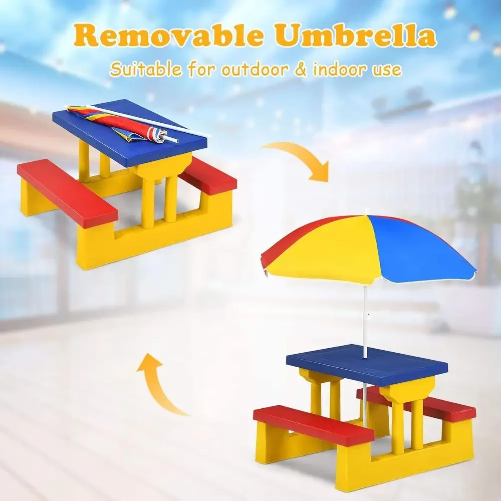 طاولة نزهة للأطفال متعددة الأل - مراجعة Kids Outdoor Bench With Umbrella وسعره