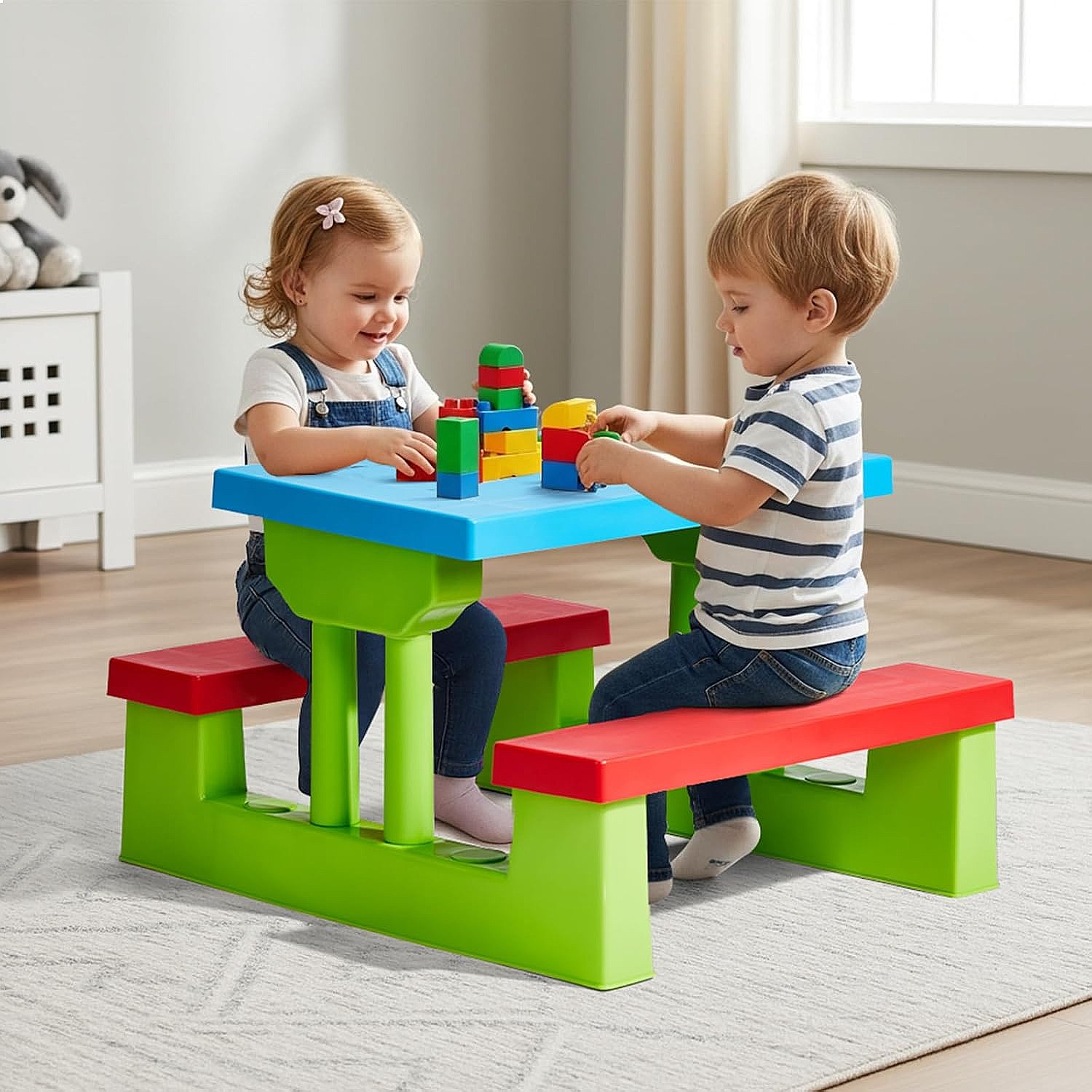 طاولة نزهة للأطفال من JOYMOR م - مراجعة Kids Outdoor Bench With Umbrella وسعره