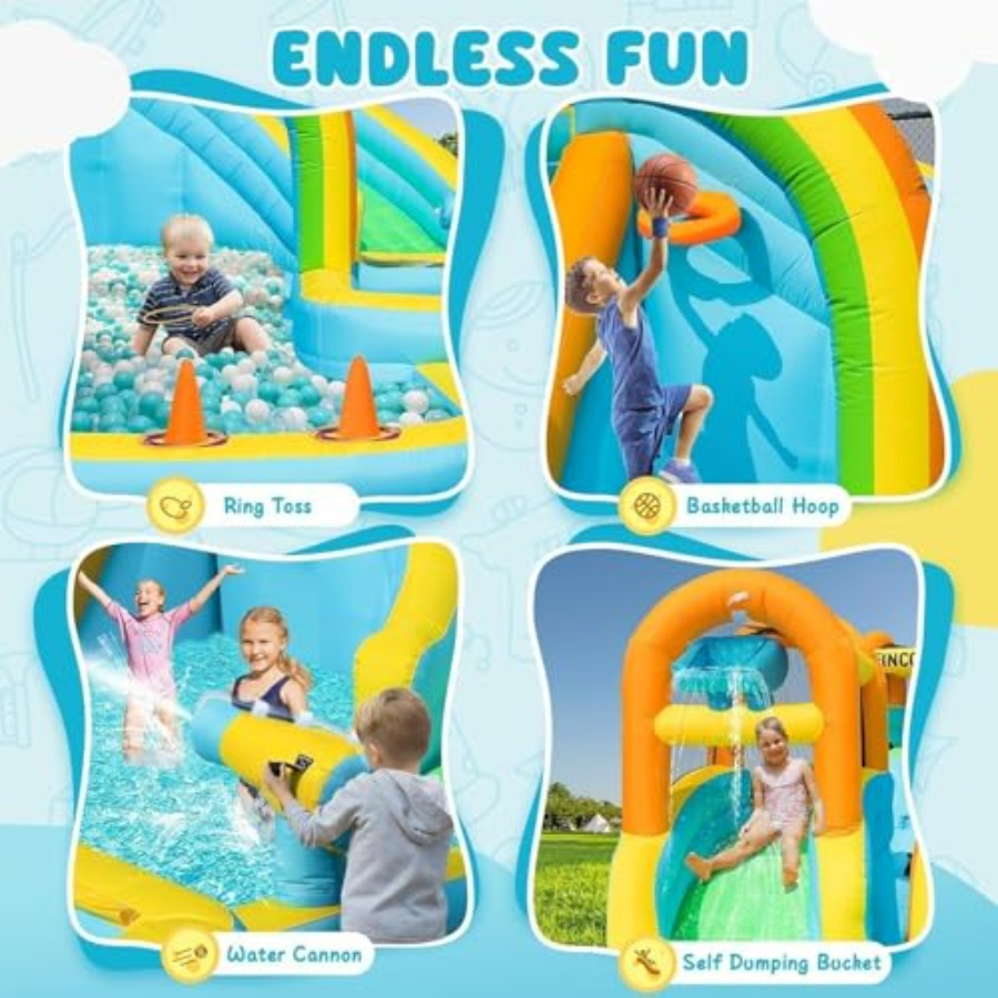 زحليقة مائية قابلة للنفخ للأطف - مراجعة Kids Outdoor Basketball Hoop وسعره