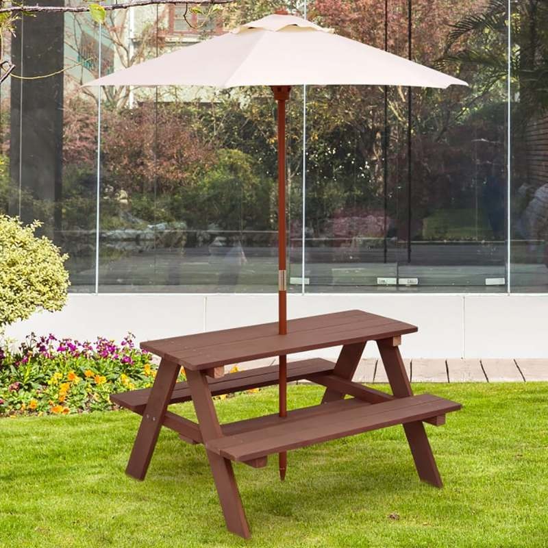 طاولة نزهة خارجية للأطفال مع م - مراجعة Kids Outdoor Bench With Umbrella وسعره