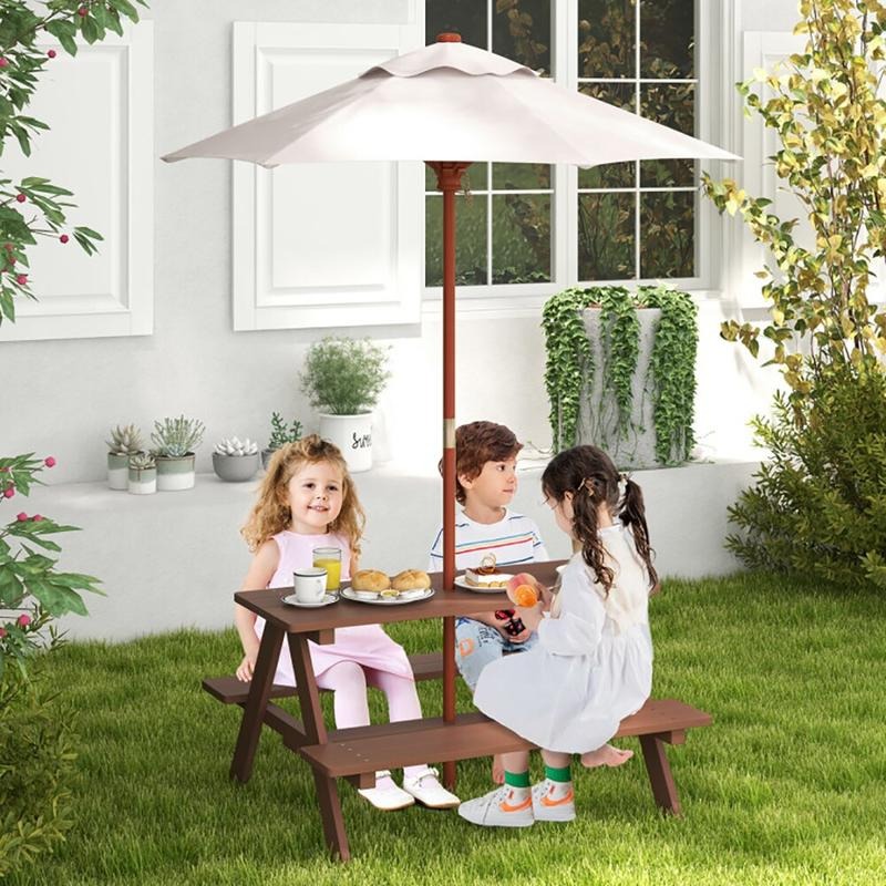 طاولة نزهة خارجية للأطفال مع م - مراجعة Kids Outdoor Bench With Umbrella وسعره