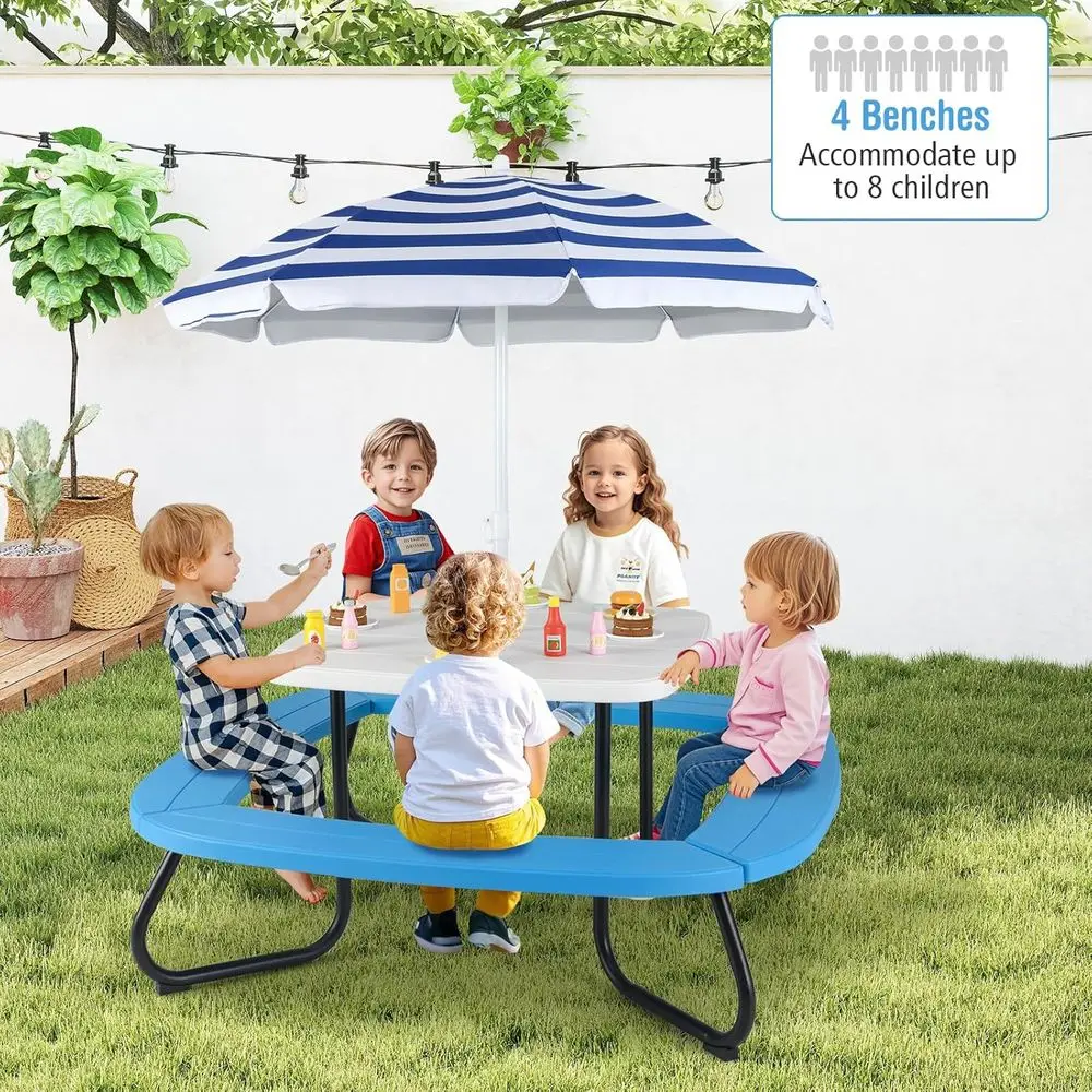 طاولة نزهة للأطفال تتسع لـ 8 أ - مراجعة Kids Outdoor Bench With Umbrella وسعره