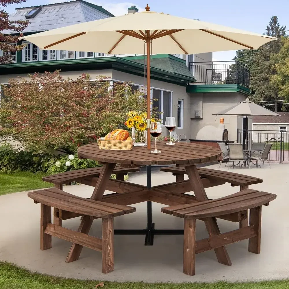طاولة نزهة خشبية مع مقاعد خشبي - مراجعة Kids Outdoor Bench With Umbrella وسعره