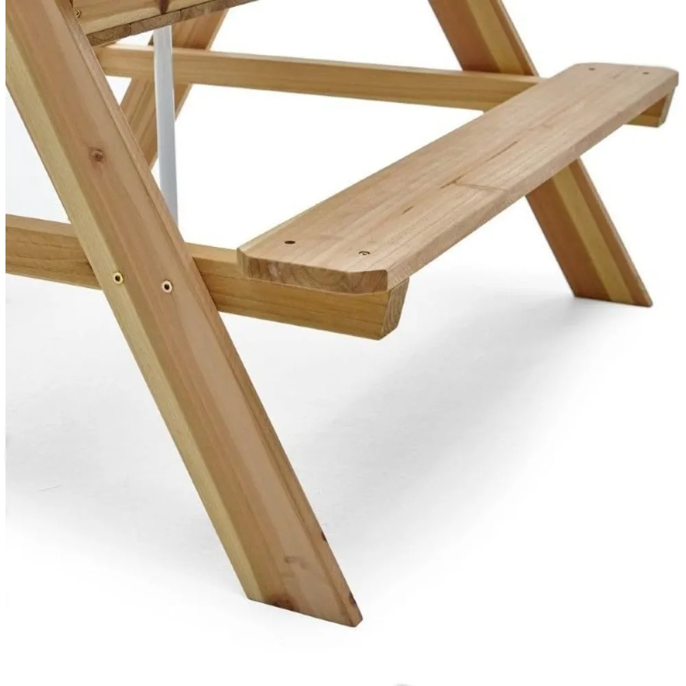 طاولة نزهة خشبية للأطفال مع مظ - مراجعة Kids Outdoor Bench With Umbrella وسعره